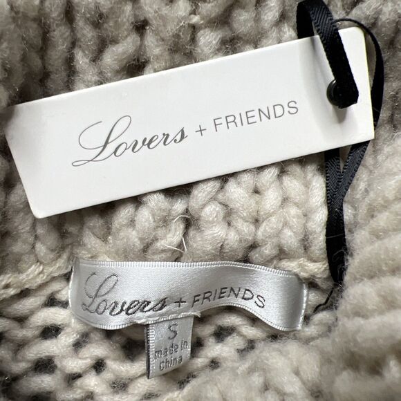 Lovers + Friends NWT Sweater Size Small Oatmeal Loose Knit Wool Blend Fisherman - Picture 2 of 8